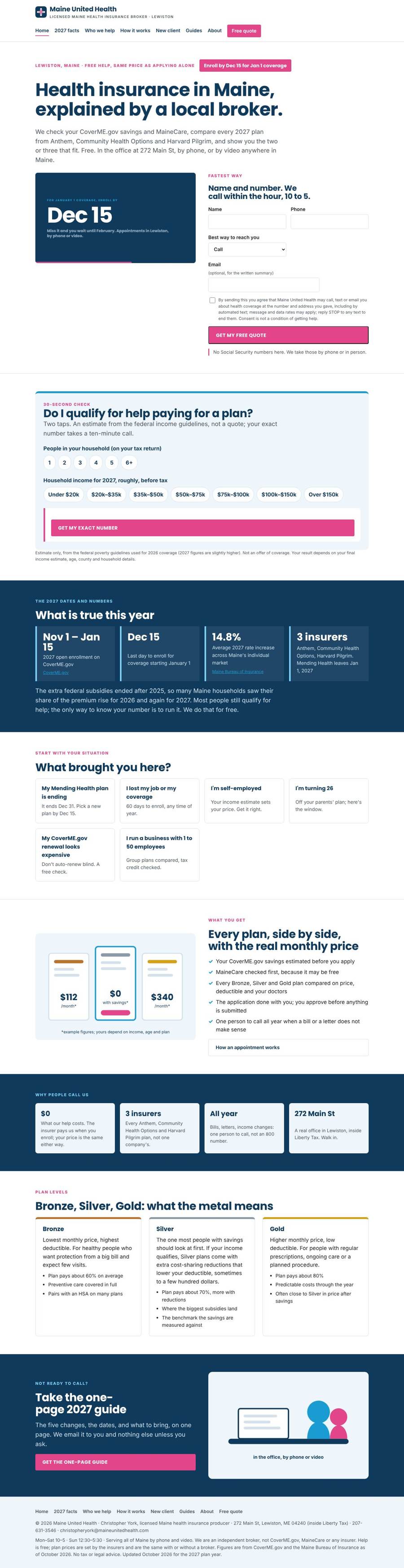 Maine United Health home page